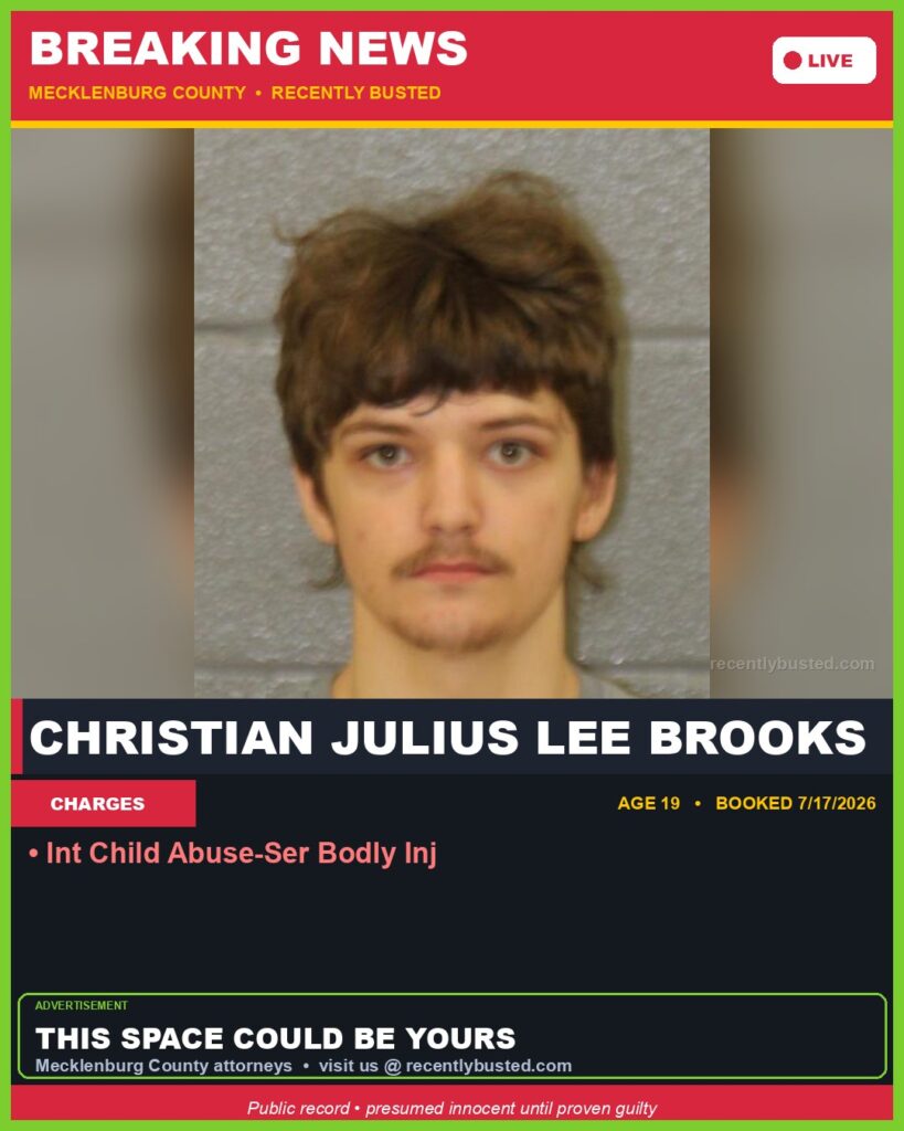 Booking photo of CHRISTIAN JULIUS LEE BROOKS