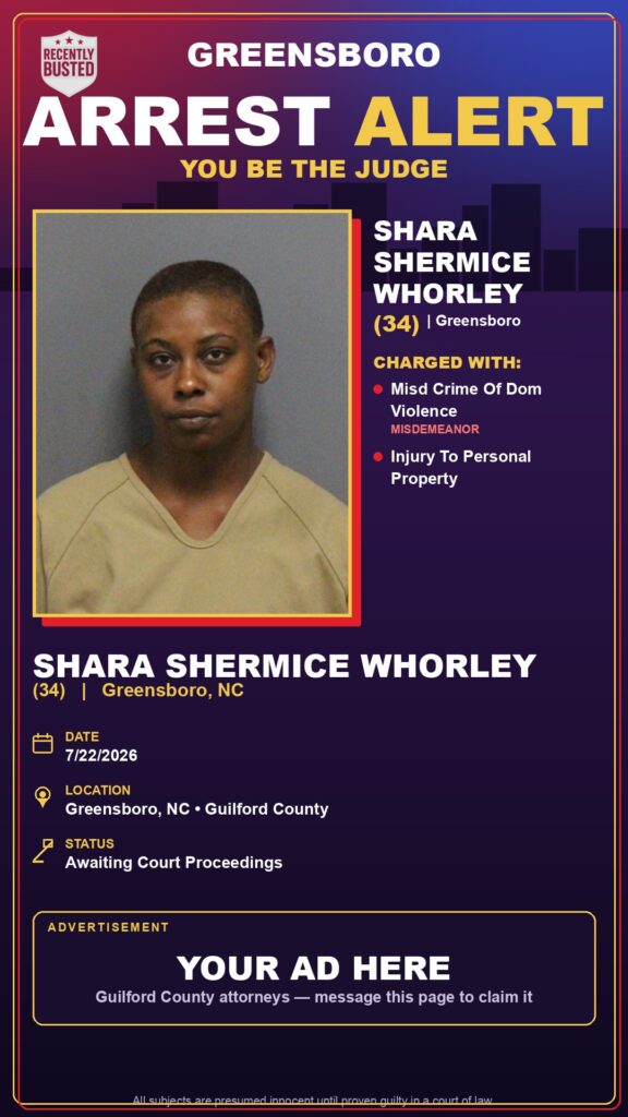 Booking photo of SHARA SHERMICE WHORLEY