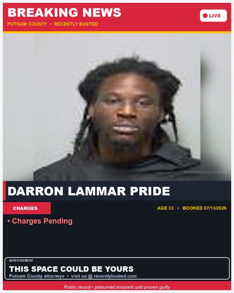Darron Lammar Pride — arrest record card, Florida Crime