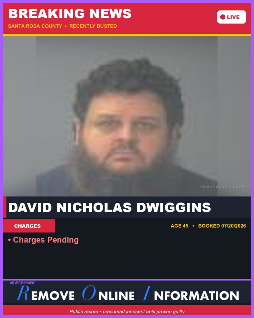 David Nicholas Dwiggins — arrest record card, Florida Crime