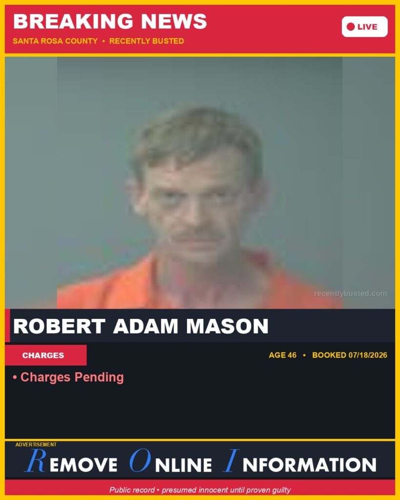 Robert Adam Mason — arrest record card, Florida Crime
