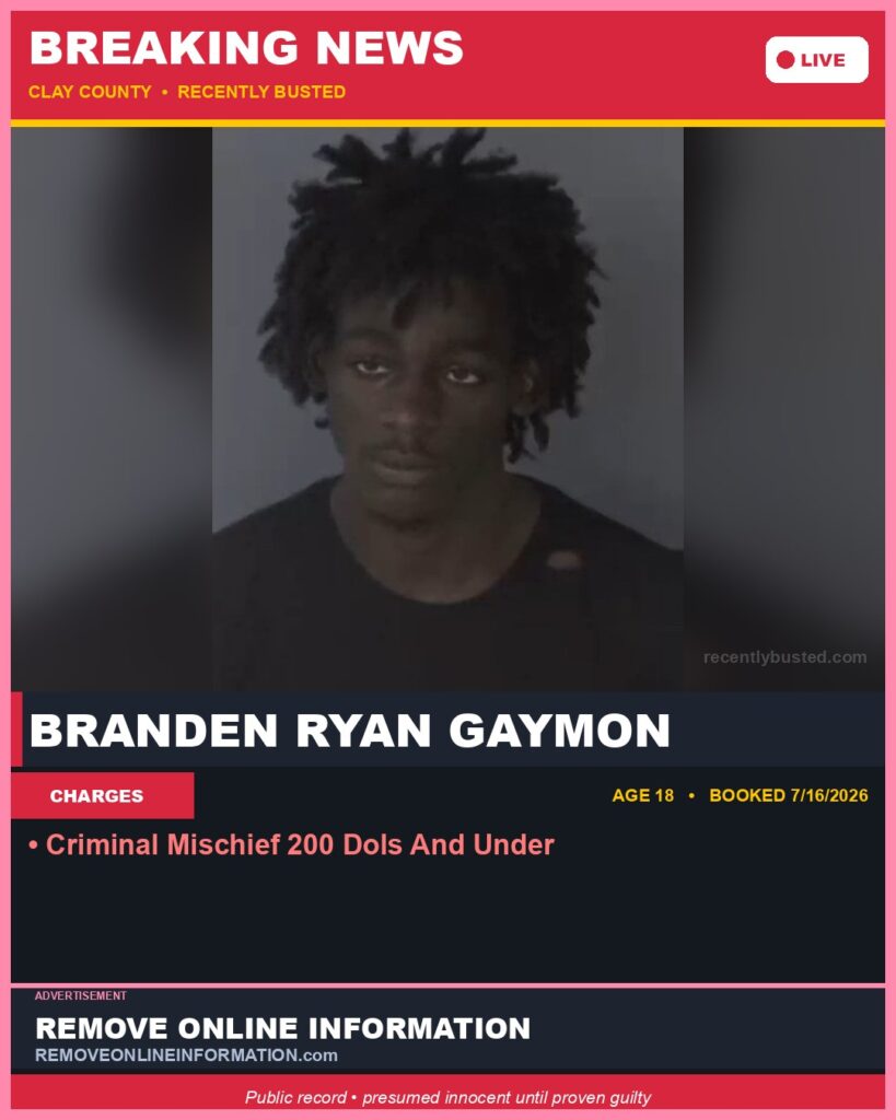 Booking photo of BRANDEN RYAN GAYMON