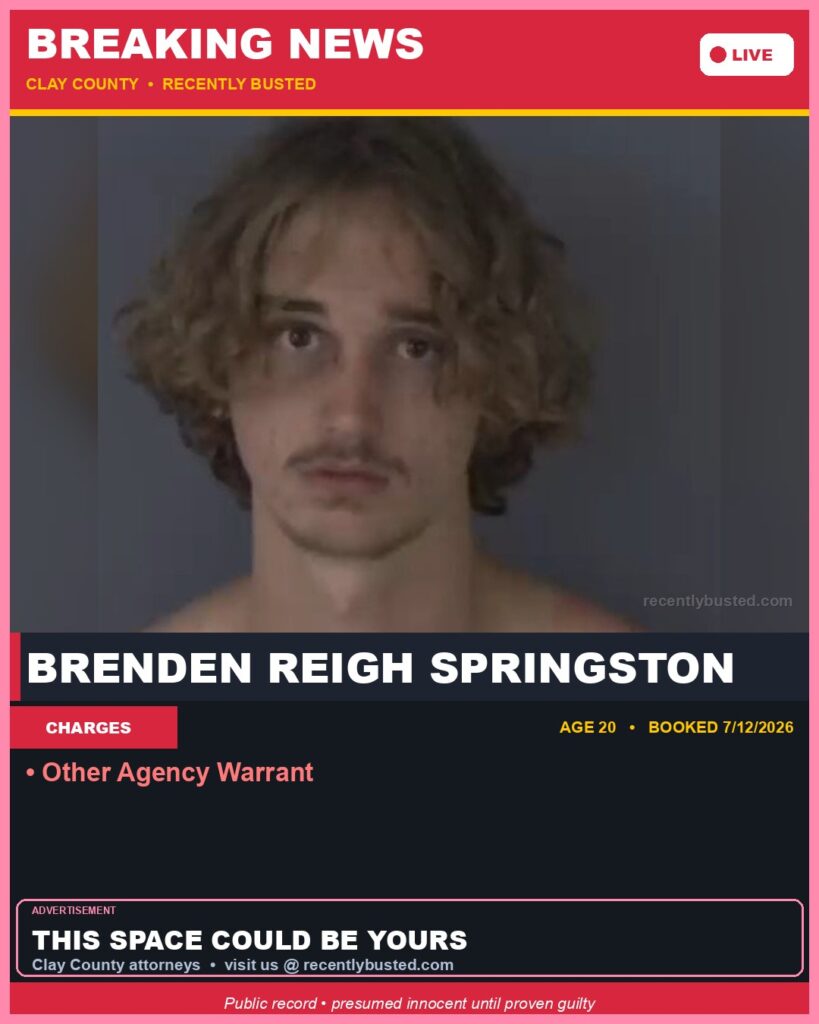 Booking photo of BRENDEN REIGH SPRINGSTON