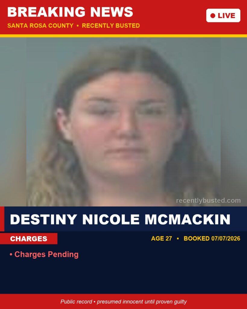 Arrest report - Destiny Nicole Mcmackin