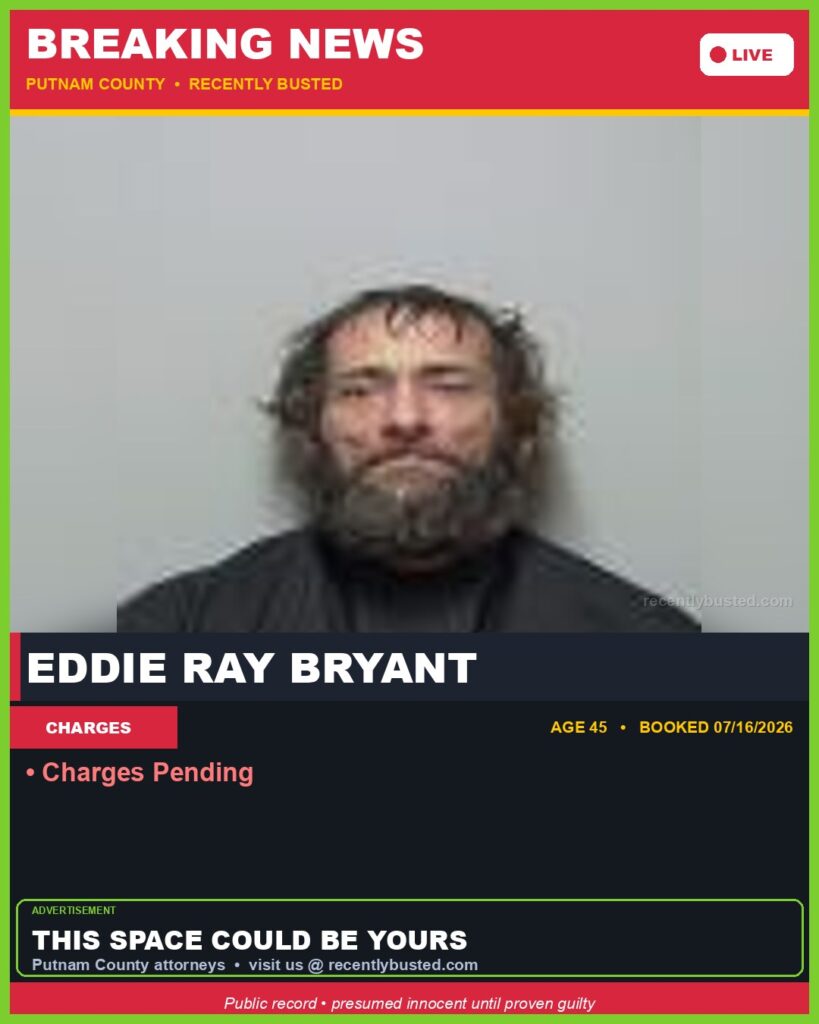 Eddie Ray Bryant — arrest record card, Recently Busted