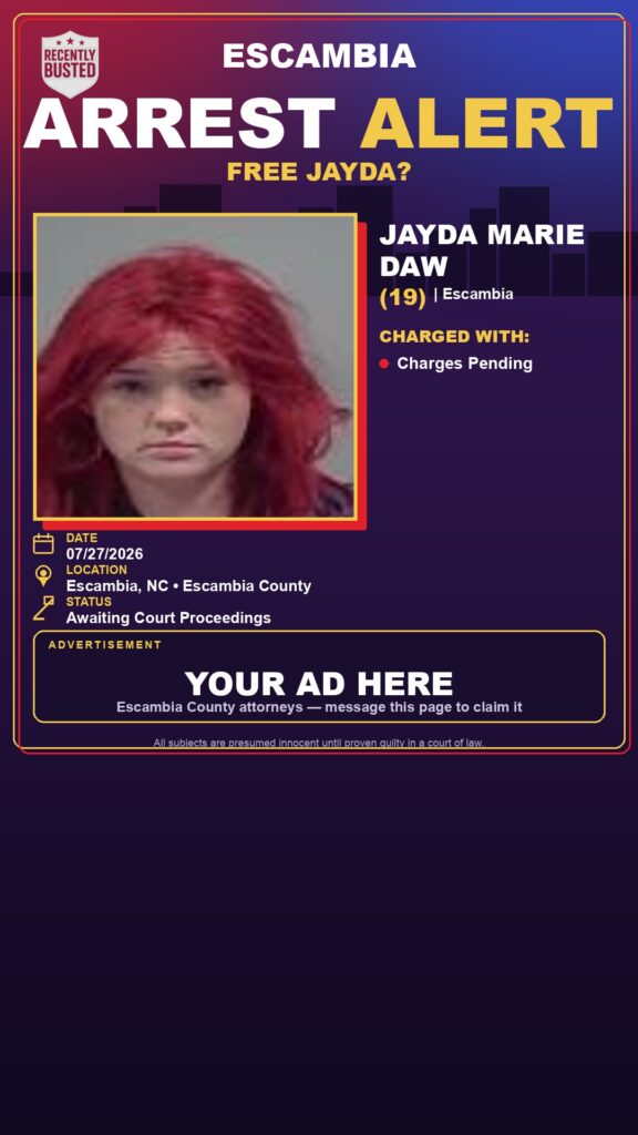 Jayda Marie Daw — arrest record card, Mugshot Hottie
