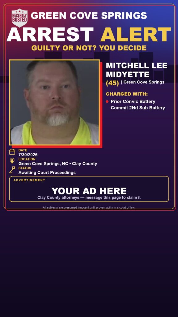 MITCHELL LEE MIDYETTE — arrest record card, Florida Crime