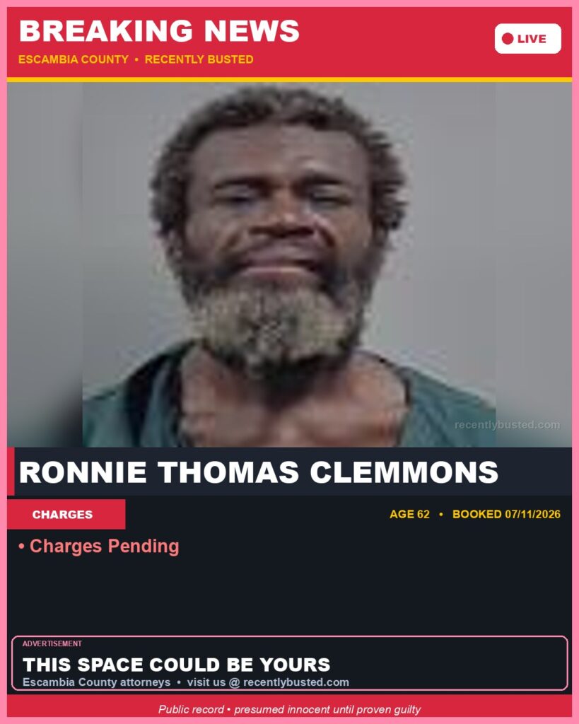 Ronnie Thomas Clemmons — arrest record card, Florida Crime