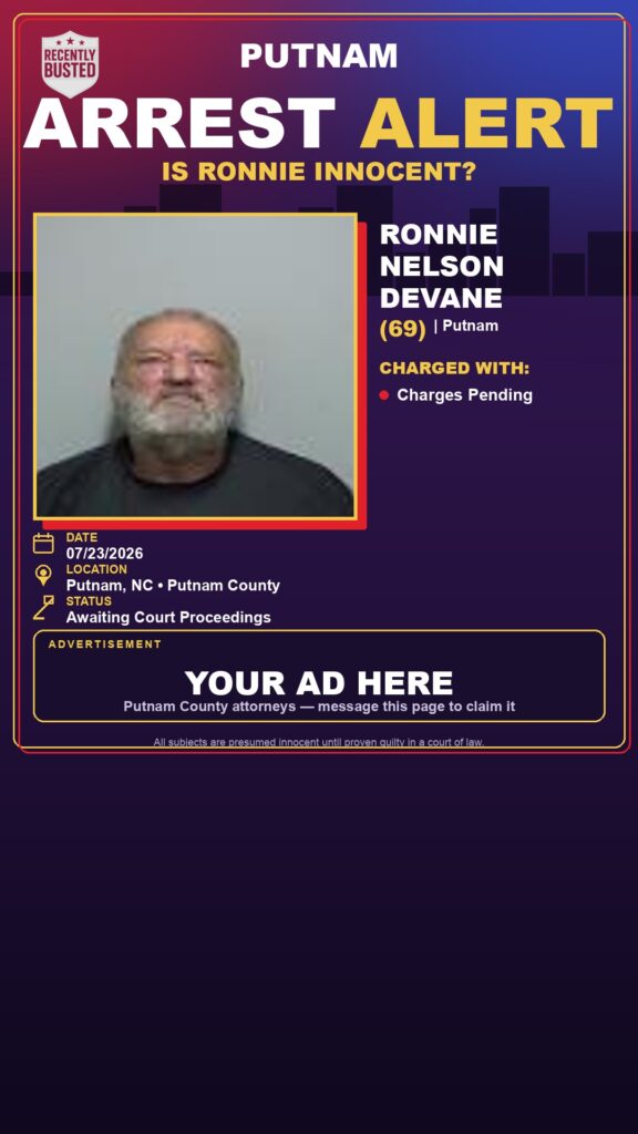 Ronnie Nelson Devane — arrest record card, Recently Busted