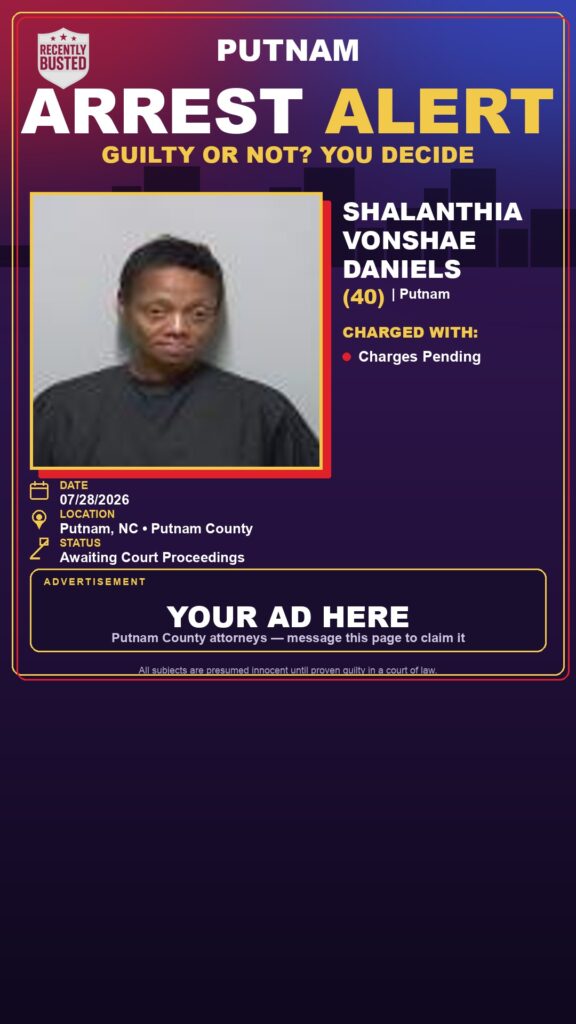 Shalanthia Vonshae Daniels — arrest record card, Recently Busted