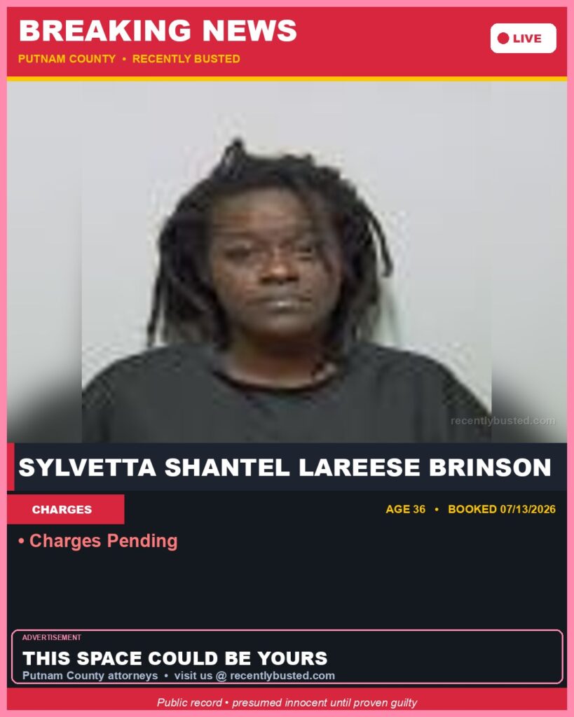 Sylvetta Shantel Lareese Brinson — arrest record card, Recently Busted