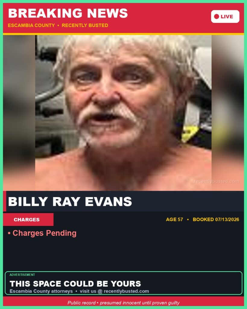 Billy Ray Evans — arrest record card, Florida Crime