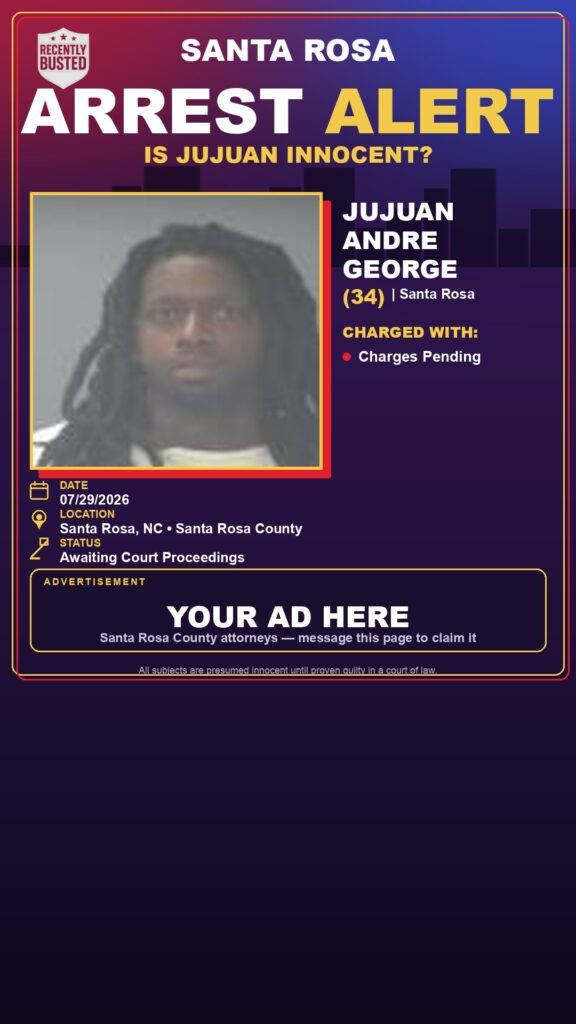 Jujuan Andre George — arrest record card, Florida Crime