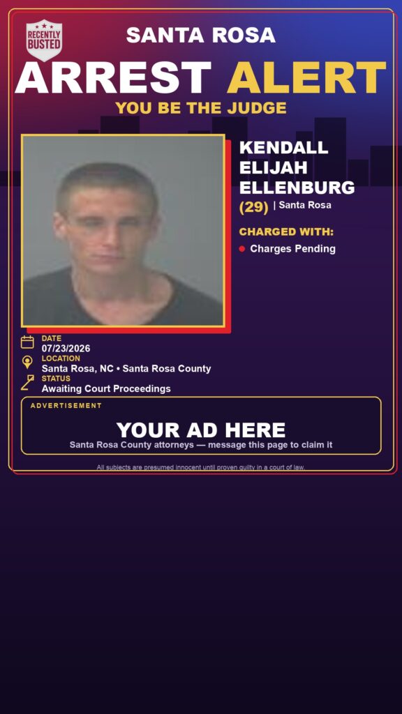 Kendall Elijah Ellenburg — arrest record card, Recently Busted