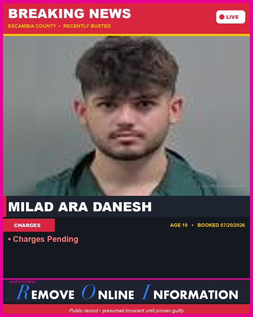 Milad Ara Danesh — arrest record card, Florida Crime