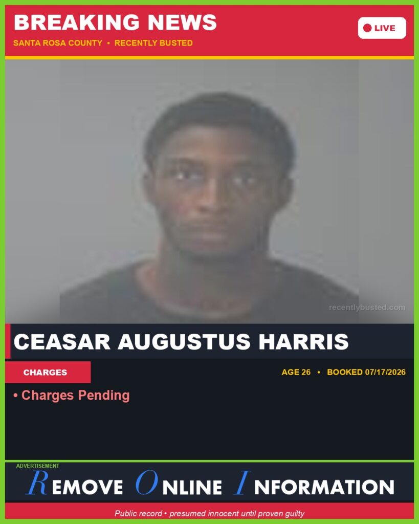 Ceasar Augustus Harris — arrest record card, Florida Crime