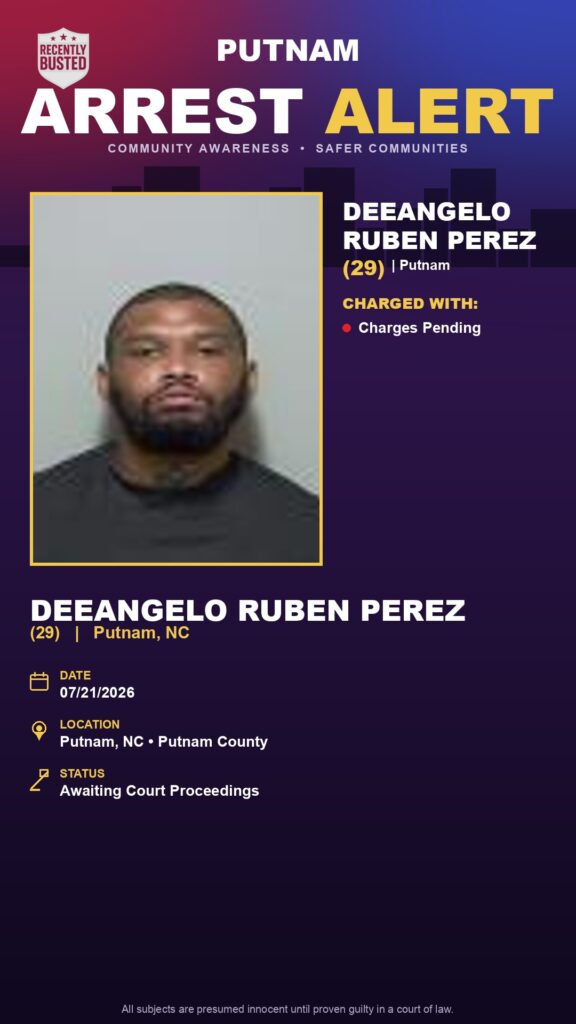 Deeangelo Ruben Perez — arrest record card, Florida Crime