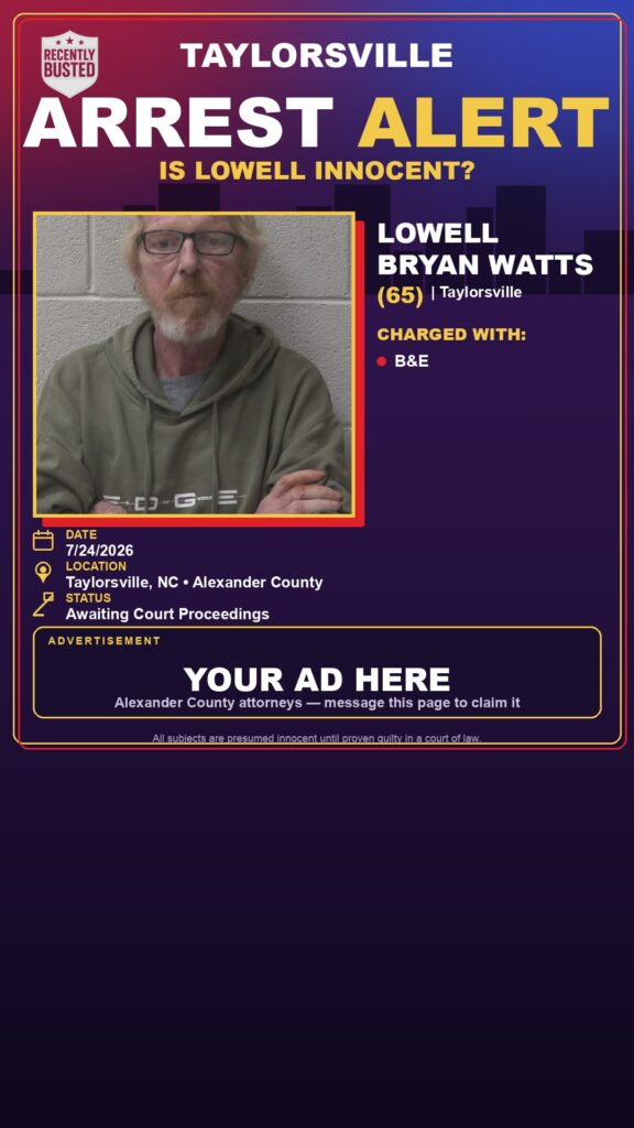 LOWELL BRYAN WATTS — arrest record card, Recently Busted