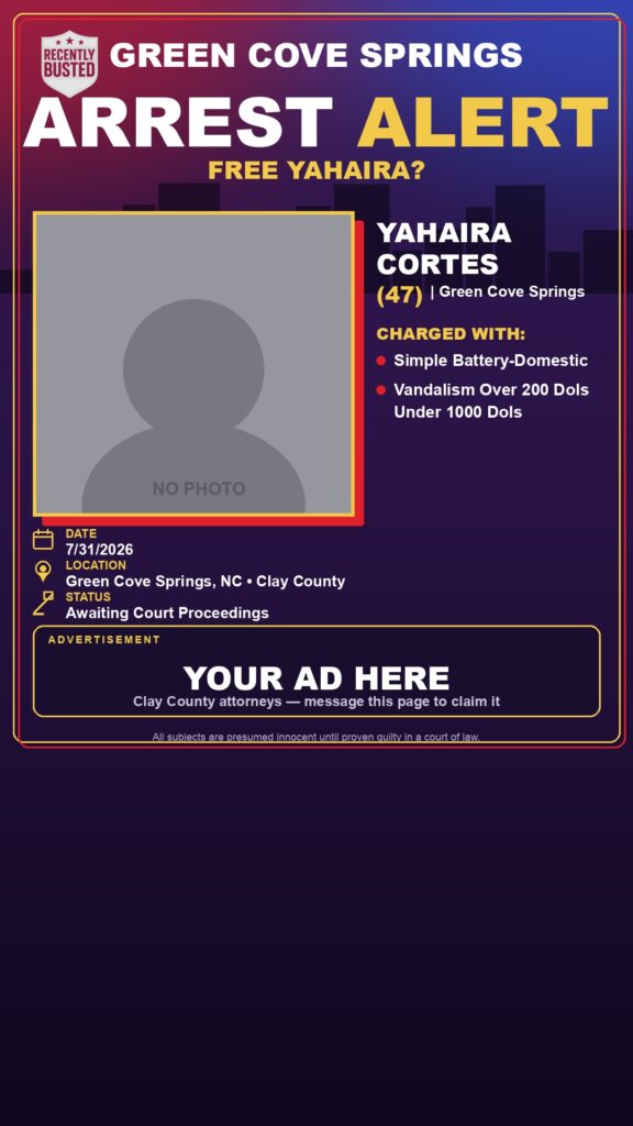 YAHAIRA CORTES — arrest record card, Recently Busted