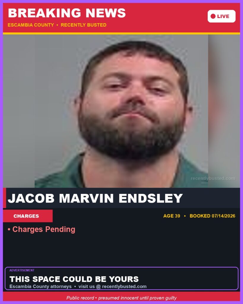 Jacob Marvin Endsley — arrest record card, Florida Crime