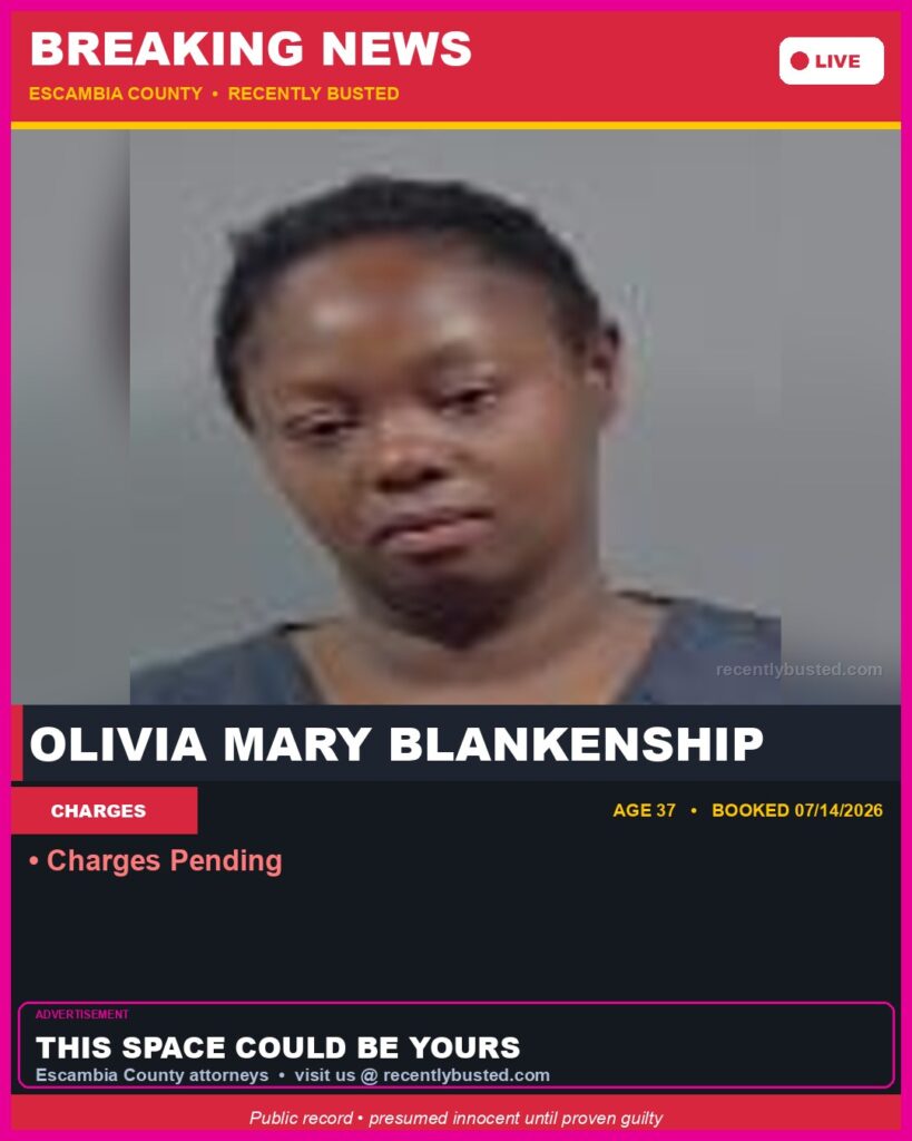 Olivia Mary Blankenship — arrest record card, Recently Busted