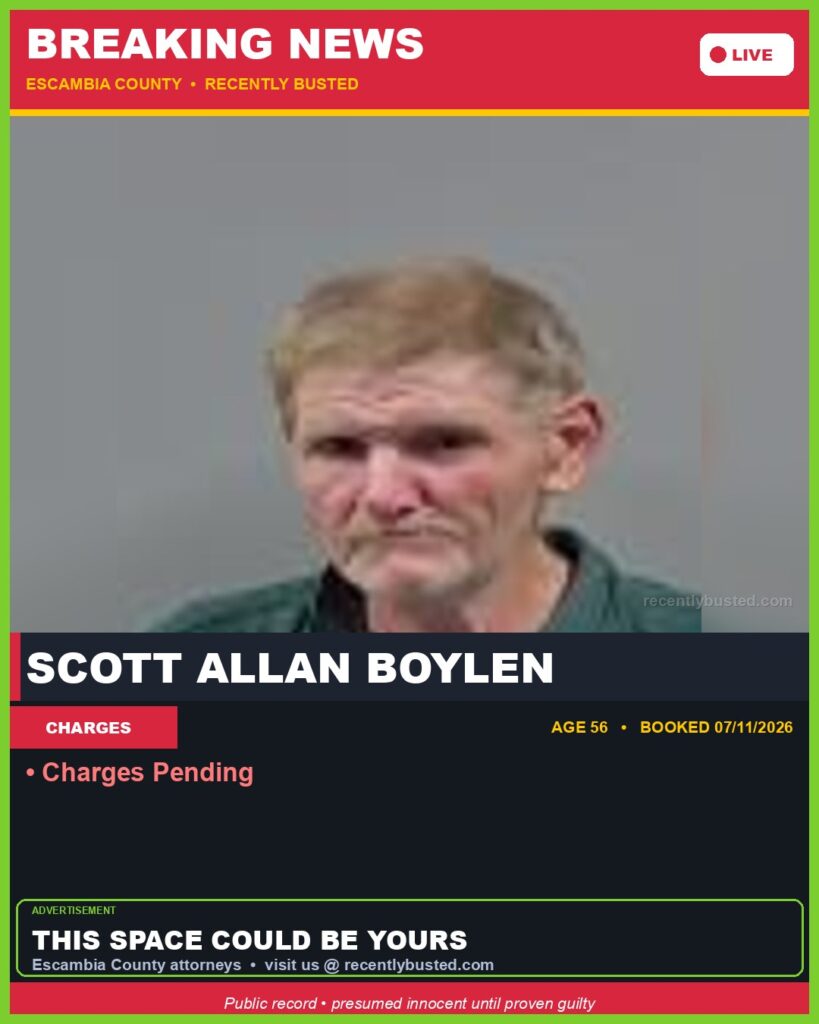 Scott Allan Boylen — arrest record card, Recently Busted