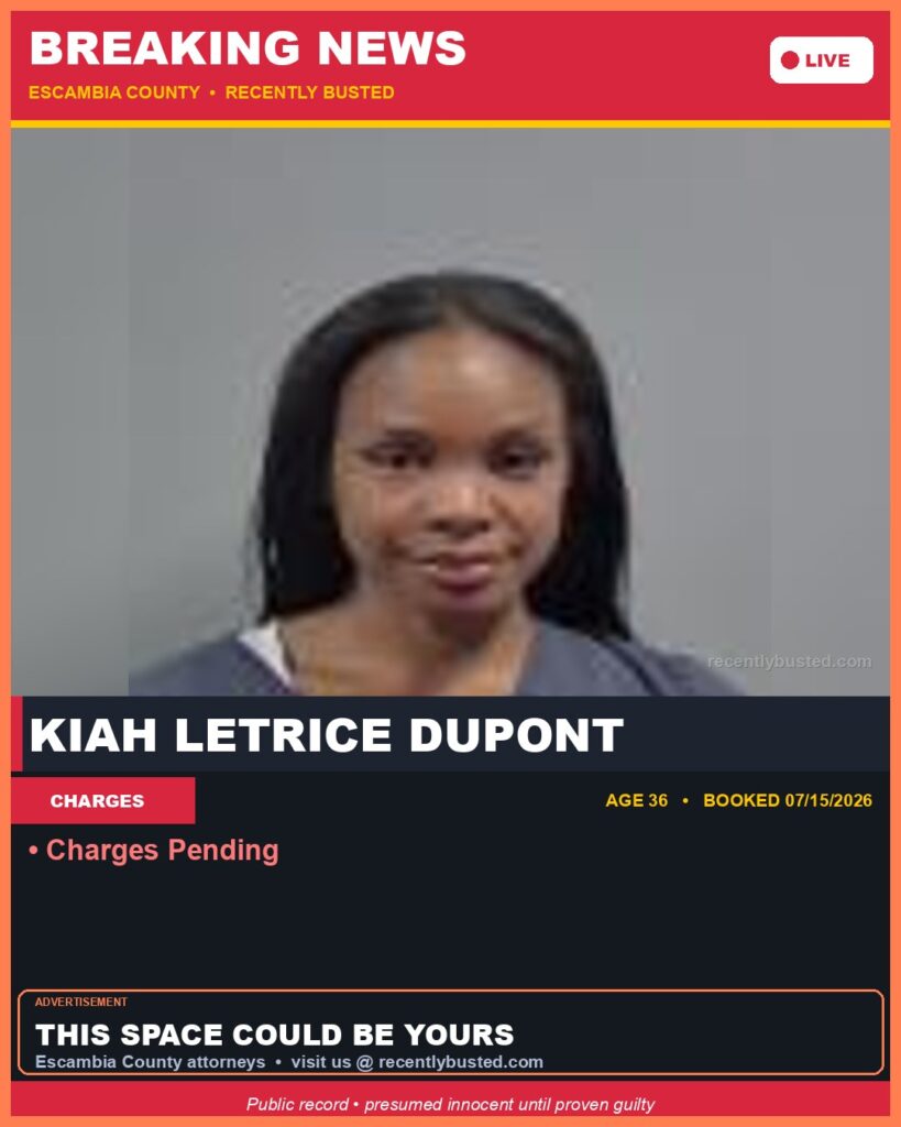 Kiah Letrice Dupont — arrest record card, Florida Crime