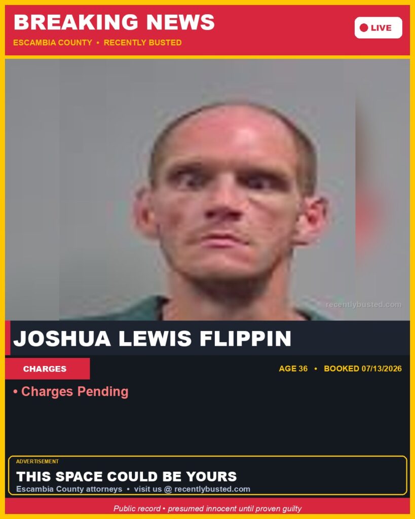 Joshua Lewis Flippin — arrest record card, Florida Crime
