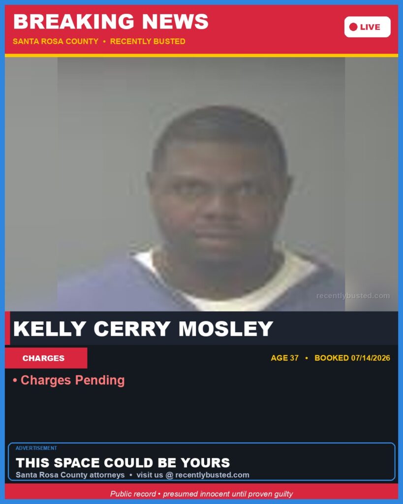 Kelly Cerry Mosley — arrest record card, Florida Crime