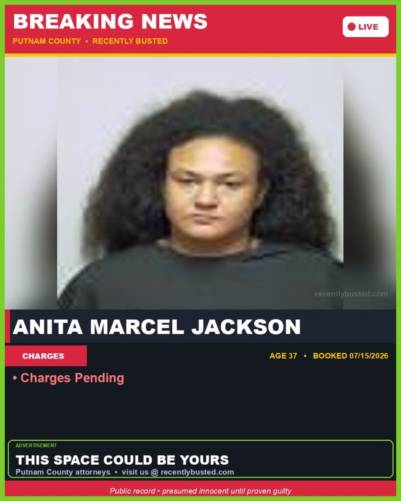 Anita Marcel Jackson — arrest record card, Recently Busted