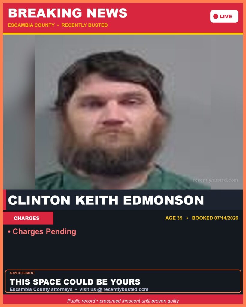 Clinton Keith Edmonson — arrest record card, Florida Crime