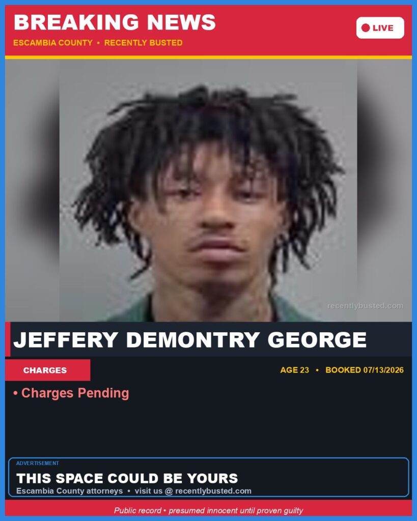 Jeffery Demontry George — arrest record card, Florida Crime
