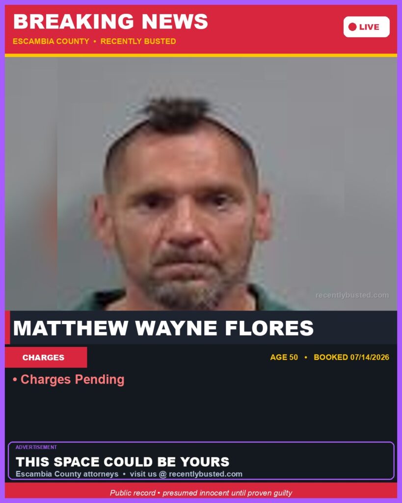 Matthew Wayne Flores — arrest record card, Florida Crime