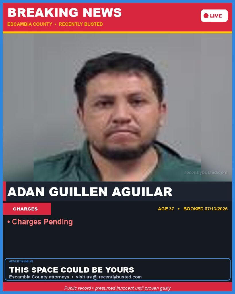 Adan Guillen Aguilar — arrest record card, Florida Crime