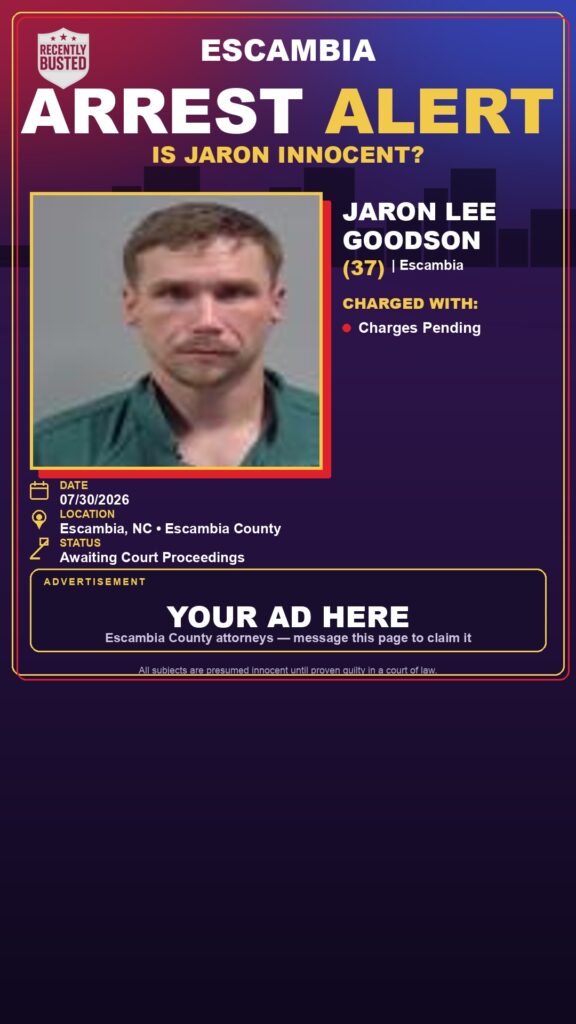 Jaron Lee Goodson — arrest record card, Florida Crime