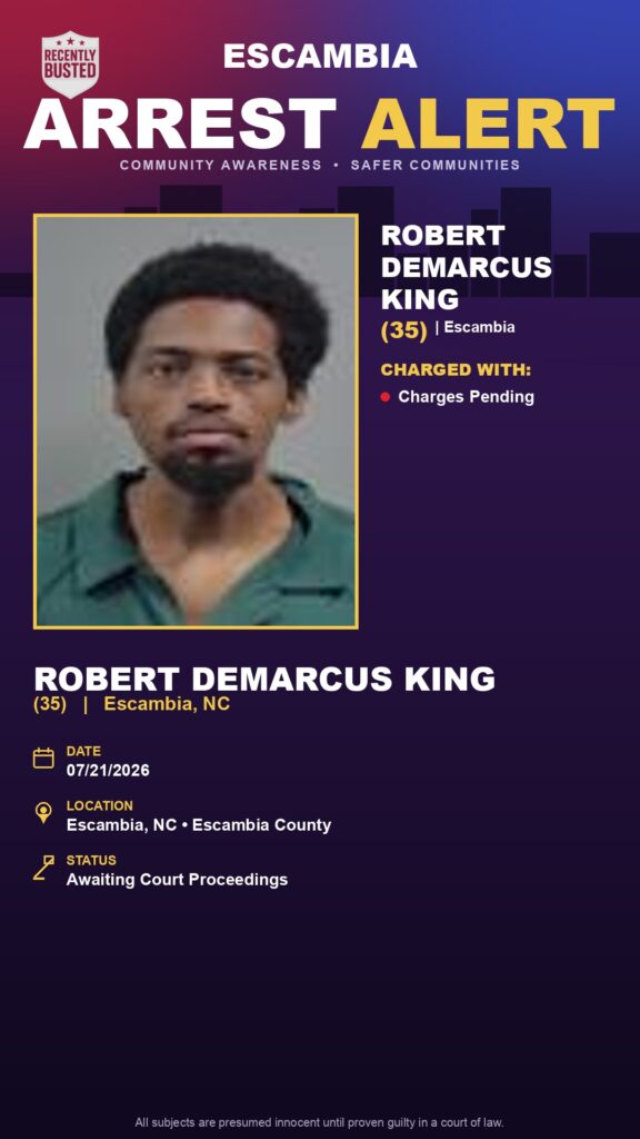 Robert Demarcus King — arrest record card, Florida Crime