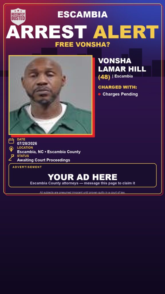Vonsha Lamar Hill — arrest record card, Florida Crime