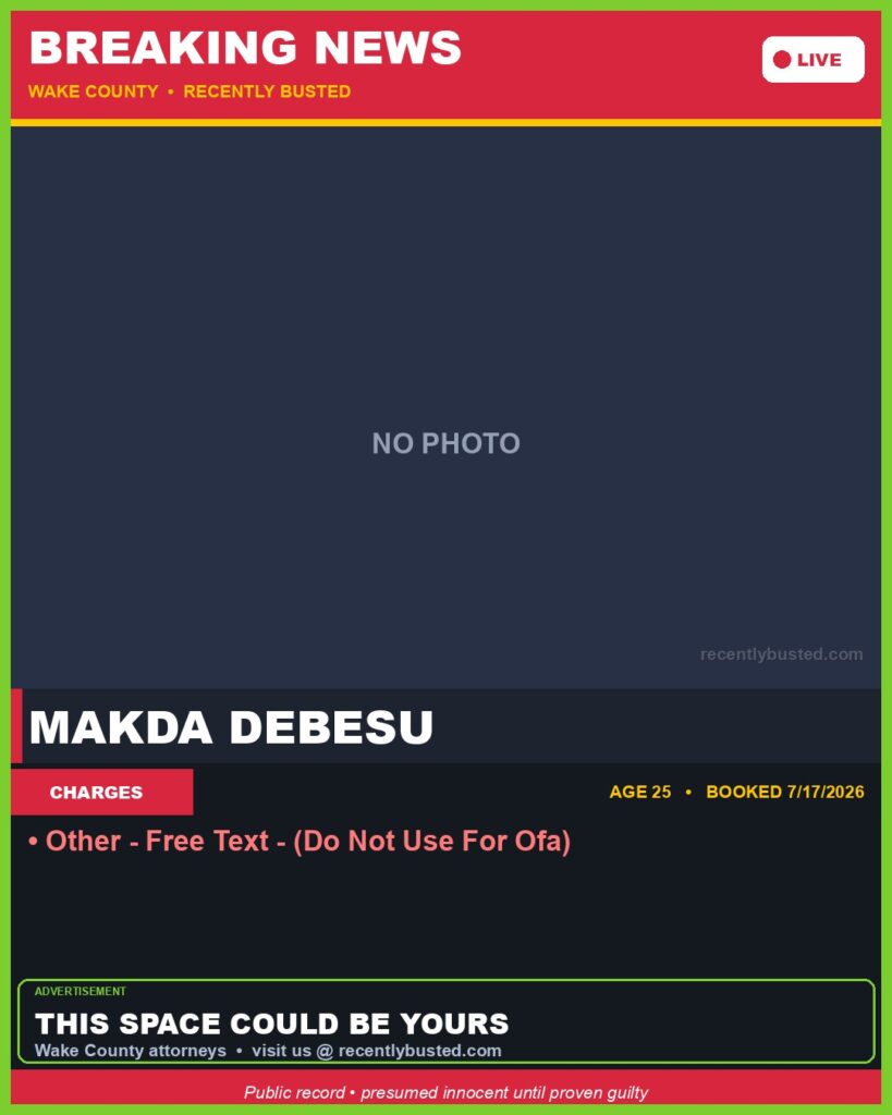 MAKDA DEBESU — arrest record card, Mugshot Hottie