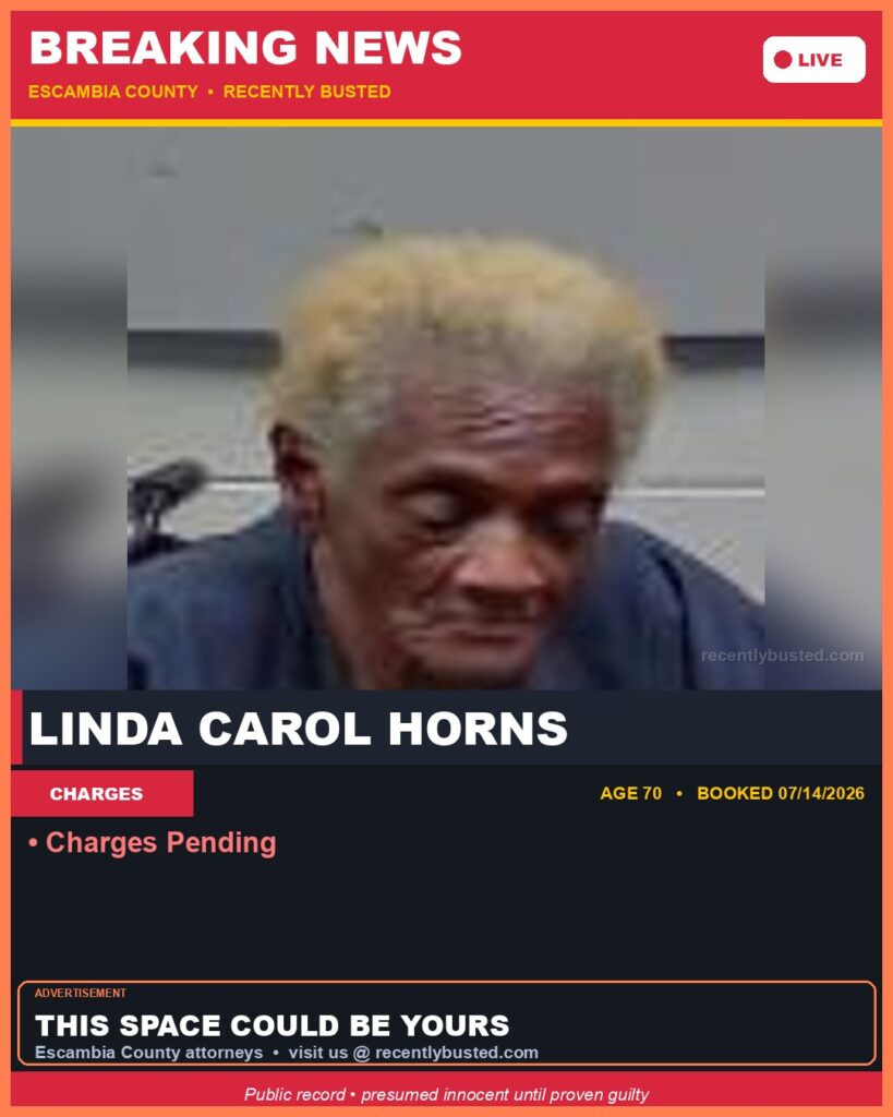 Linda Carol Horns — arrest record card, Florida Crime
