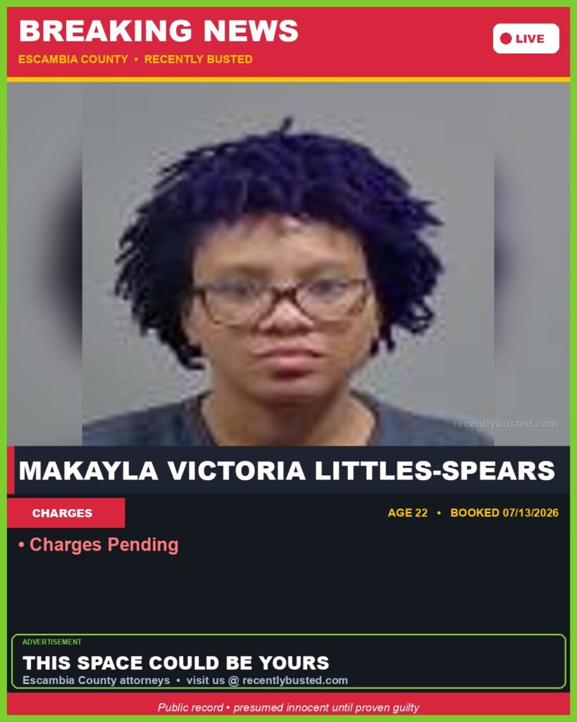 Makayla Victoria Littles-Spears — arrest record card, Florida Crime