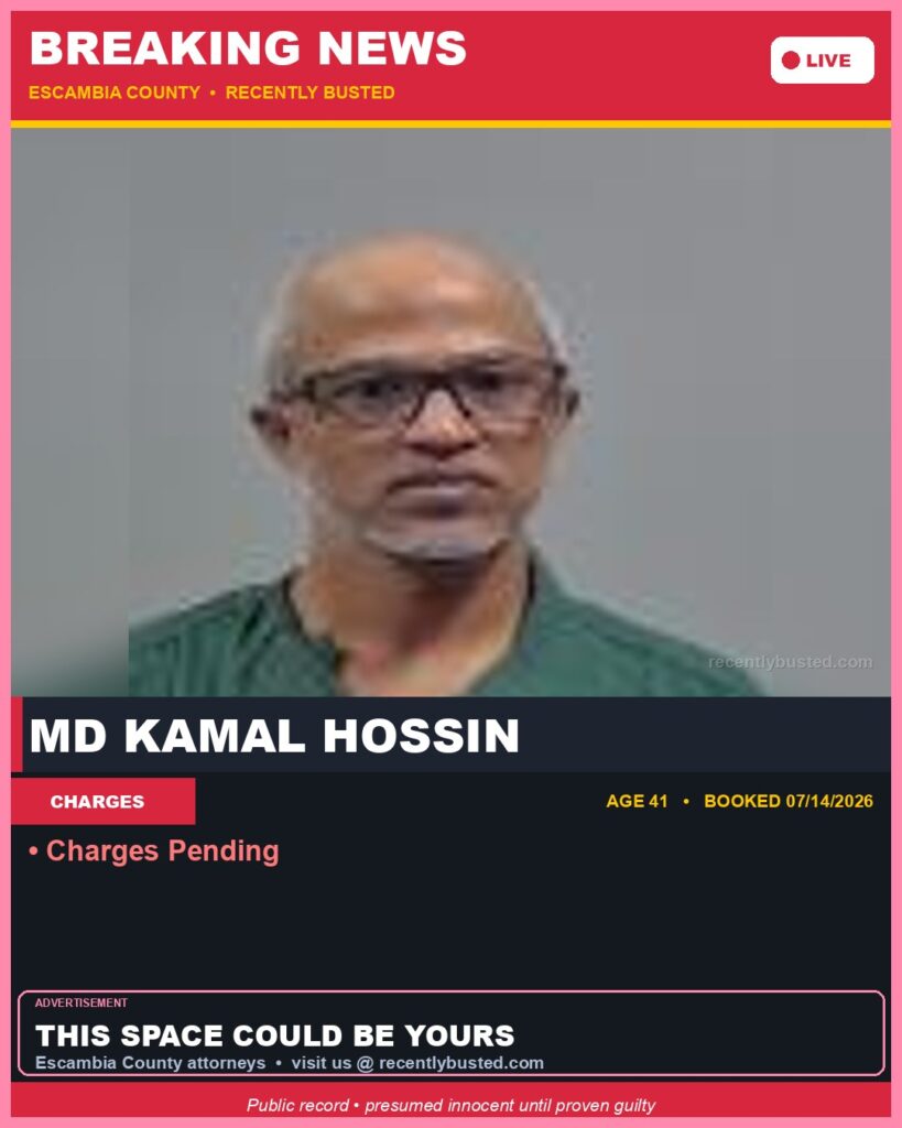 Md Kamal Hossin — arrest record card, Florida Crime