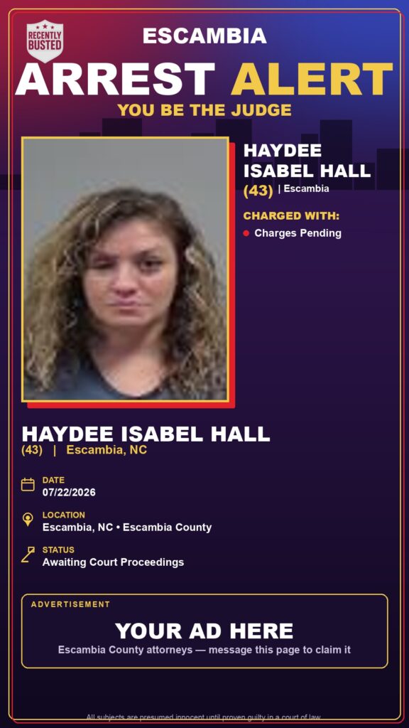 Haydee Isabel Hall — arrest record card, Florida Crime