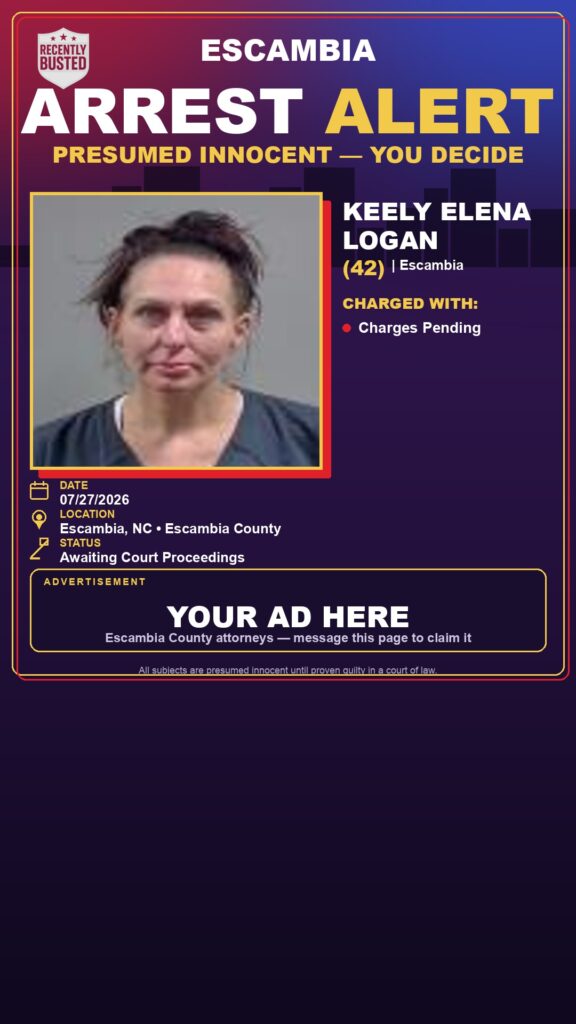 Keely Elena Logan — arrest record card, Florida Crime