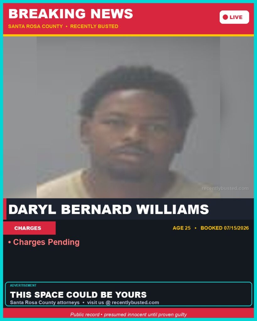 Daryl Bernard Williams — arrest record card, Florida Crime