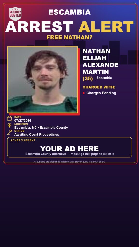 Nathan Elijah Alexande Martin — arrest record card, Florida Crime