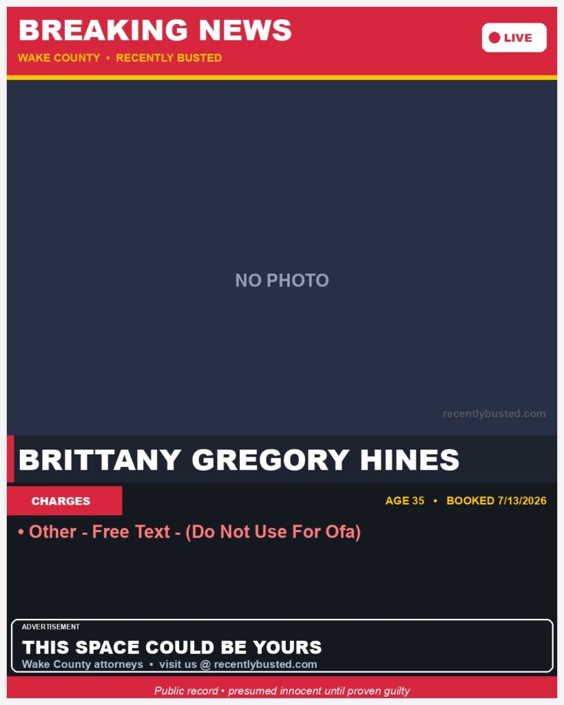 BRITTANY GREGORY HINES — arrest record card, Mugshot Hottie