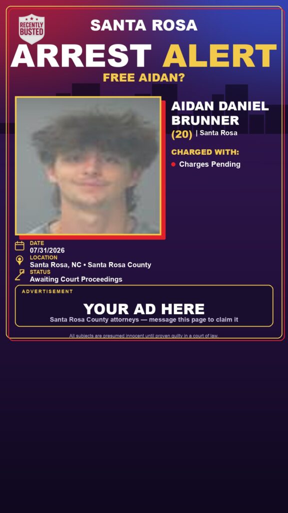 Booking photo of Aidan Daniel Brunner
