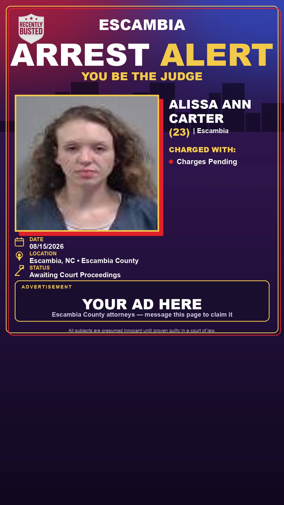 Arrest report - Alissa Ann Carter