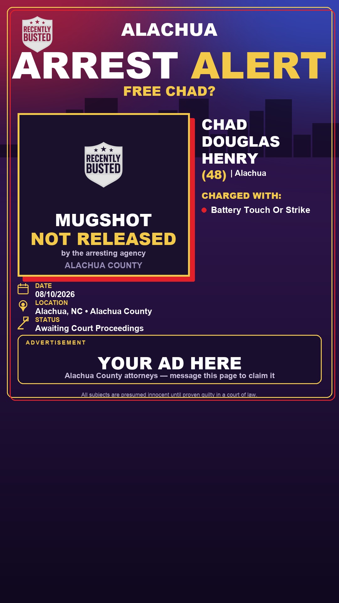 Arrest report - Chad Douglas Henry