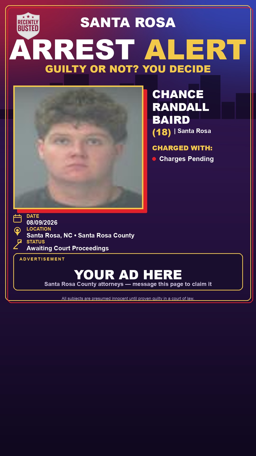 Arrest report - Chance Randall Baird